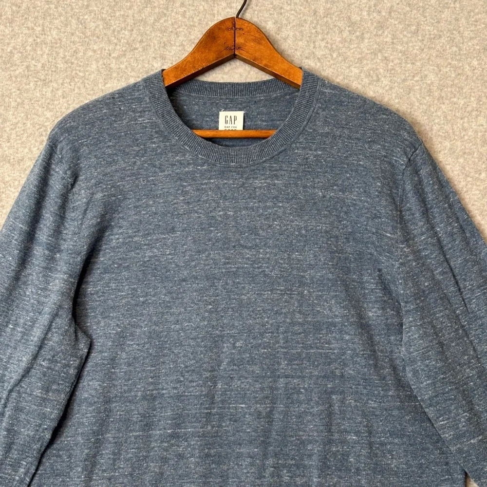 Gap For Good Men's Large Crewneck Sweater Heathered Blue Marl Knit Academia - Picture 2 of 6